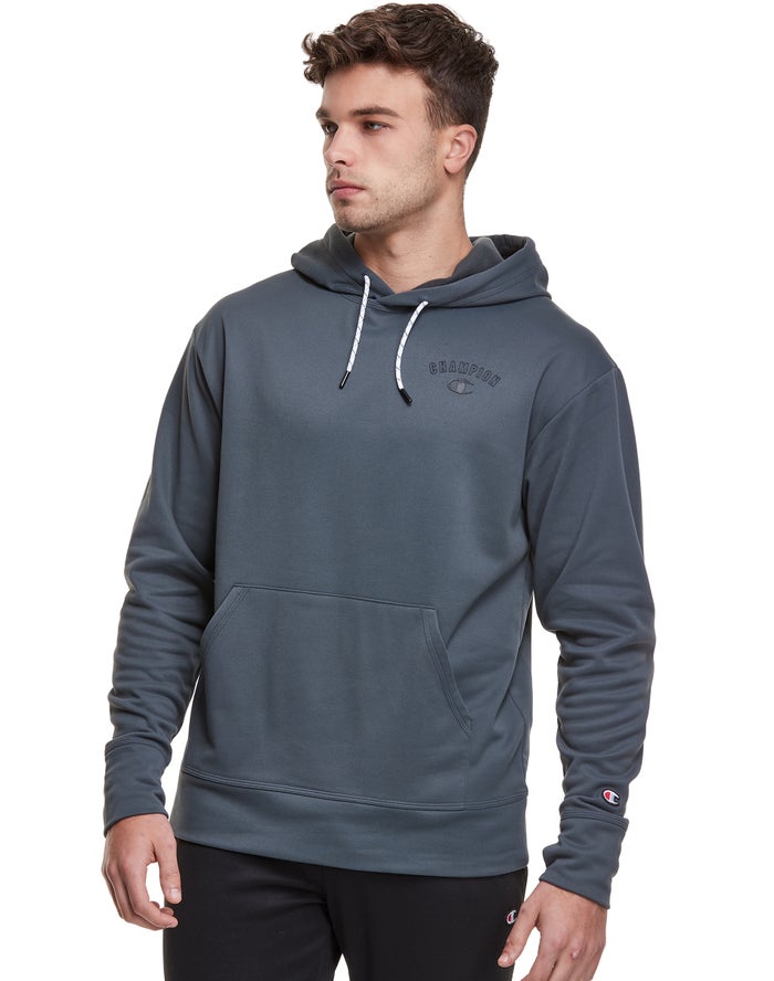 Champion Mens Hoodie NZ - Game Day Block Arch Logo Dark Grey ( 3219-LWFNH )